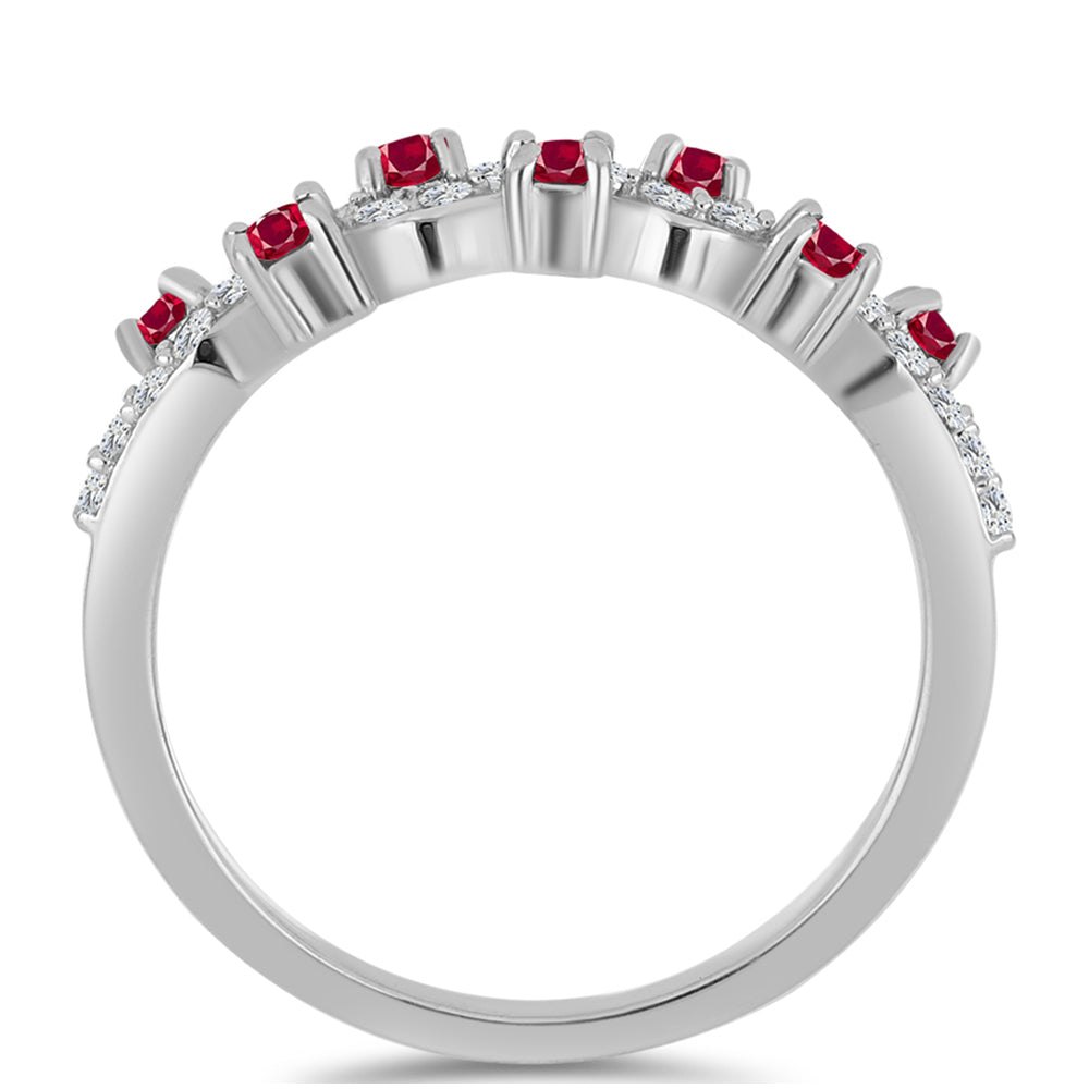 Inel din Argint 925 ( 2.09 grame ) cu Rubin Malagasy și Topaz Alb 0.6 Carate 2 