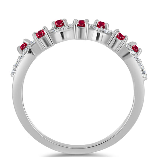 Inel din Argint 925 ( 2.09 grame ) cu Rubin Malagasy și Topaz Alb 0.6 Carate