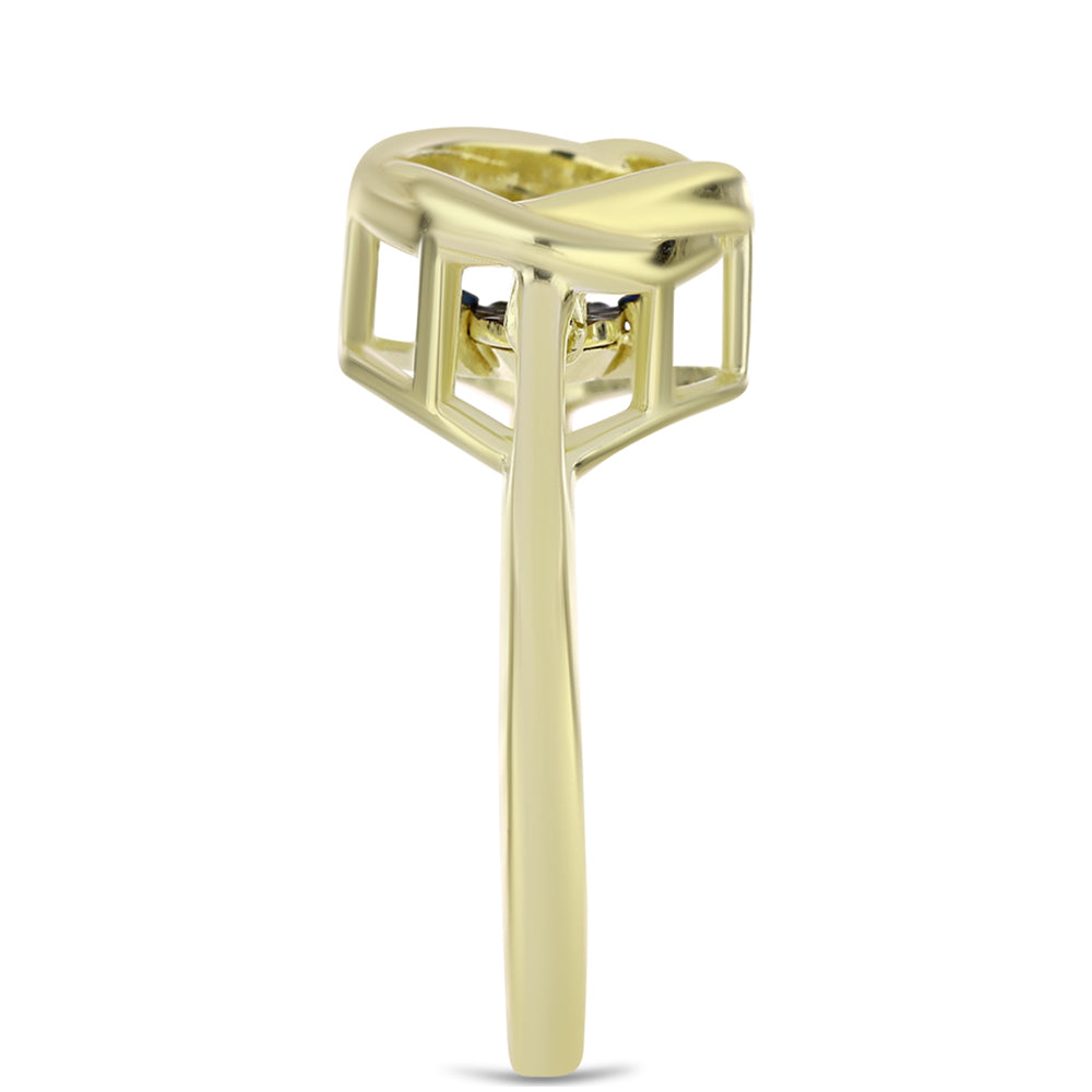 Inel din Argint 925 Placat cu Aur ( 3.24 grame ) cu Diamant Albastru Dansator 0.01 Carate 4 