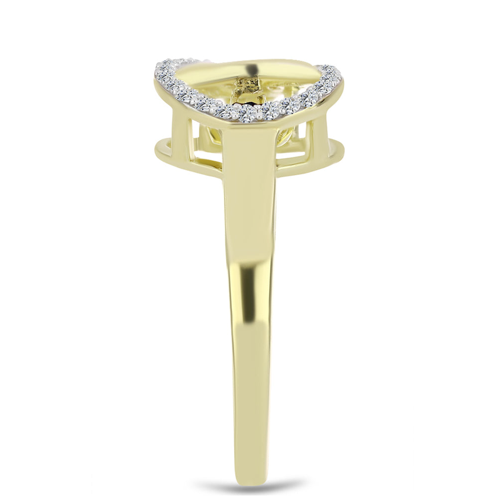 Inel din Argint 925 Placat cu Aur ( 2.77 grame ) cu Diamant Albastru Dansator și Topaz Alb 0.21 Carate