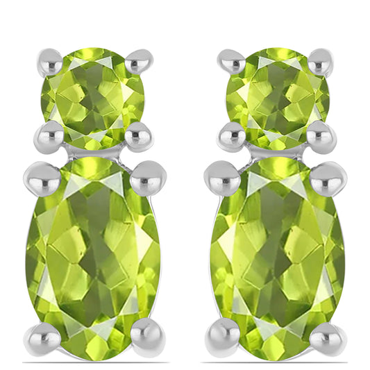 Cercei din Argint 925 ( 1.15 grame ) cu Peridot Changbai 1.14 Carate