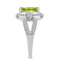 Inel din Argint 925 ( 3.48 grame ) cu Peridot Changbai și Topaz Alb 3.11 Carate