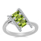 Inel din Argint 925 ( 2.89 grame ) cu Peridot Changbai și Topaz Alb 1.19 Carate