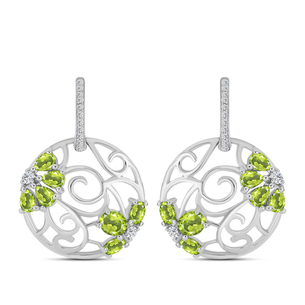 Cercei din Argint 925 ( 6.01 grame ) cu Peridot Changbai și Topaz Alb 3.3 Carate