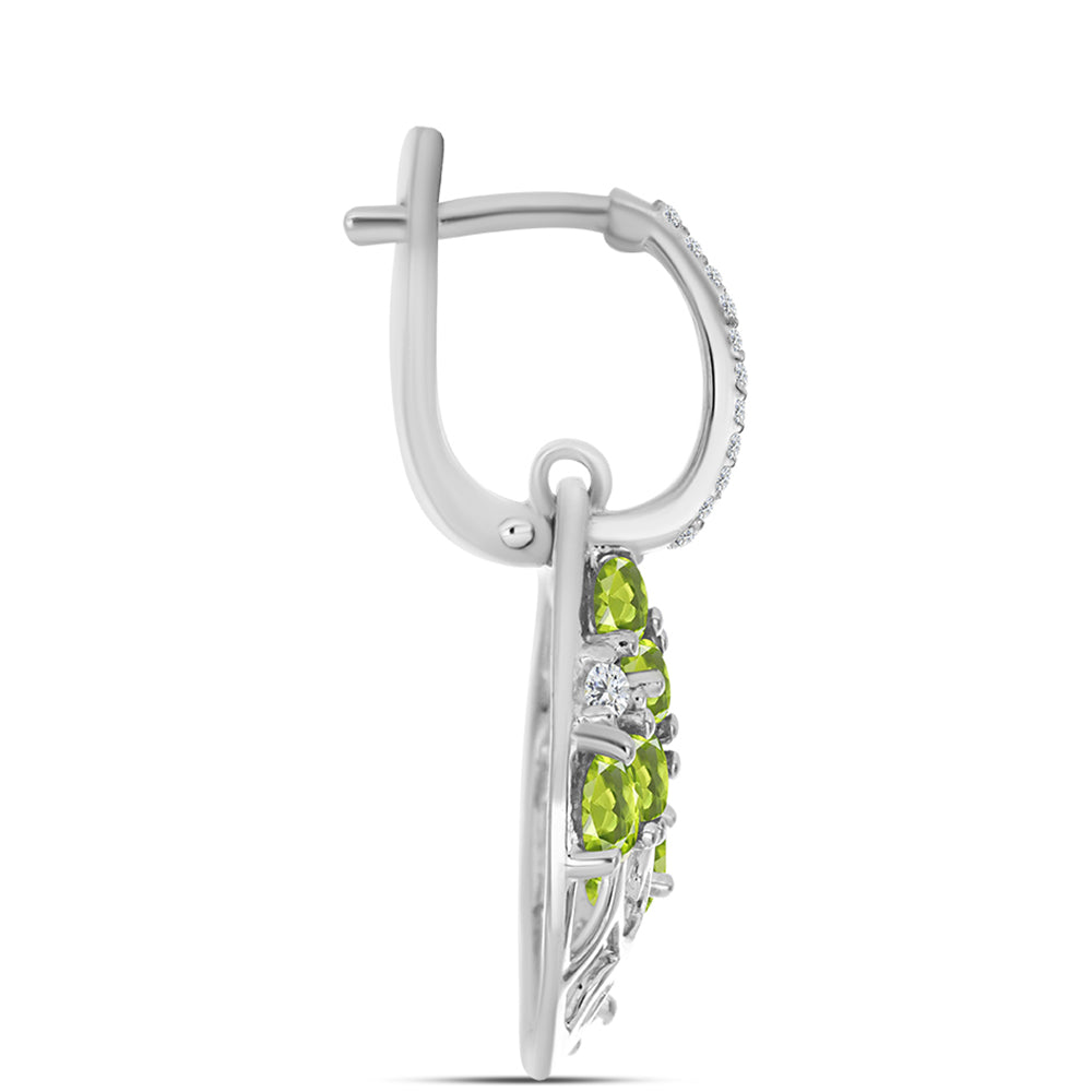 Cercei din Argint 925 ( 6.01 grame ) cu Peridot Changbai și Topaz Alb 3.3 Carate 2 