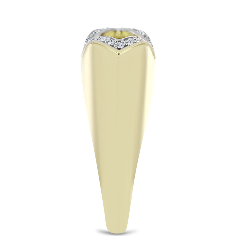 Inel din Argint 925 Placat cu Aur ( 4.99 grame ) cu Diamant Albastru Dansator și Topaz Alb 0.13 Carate 4 