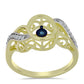 Inel din Argint 925 Placat cu Aur ( 3.37 grame ) cu Diamant Albastru Dansator și Topaz Alb 0.15 Carate