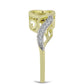 Inel din Argint 925 Placat cu Aur ( 3.37 grame ) cu Diamant Albastru Dansator și Topaz Alb 0.15 Carate