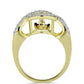 Inel din Argint 925 Placat cu Aur ( 3.8 grame ) cu Diamant Albastru Dansator și Topaz Alb 0.39 Carate