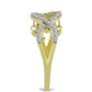 Inel din Argint 925 Placat cu Aur ( 3.8 grame ) cu Diamant Albastru Dansator și Topaz Alb 0.39 Carate