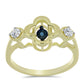 Inel din Argint 925 Placat cu Aur ( 2.91 grame ) cu Diamant Albastru Dansator și Topaz Alb 0.27 Carate