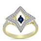 Inel din Argint 925 Placat cu Aur ( 3.25 grame ) cu Diamant Albastru Dansator și Topaz Alb 0.39 Carate
