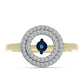 Inel din Argint 925 Placat cu Aur ( 3.3 grame ) cu Diamant Albastru Dansator și Topaz Alb 0.46 Carate