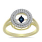 Inel din Argint 925 Placat cu Aur ( 3.3 grame ) cu Diamant Albastru Dansator și Topaz Alb 0.46 Carate