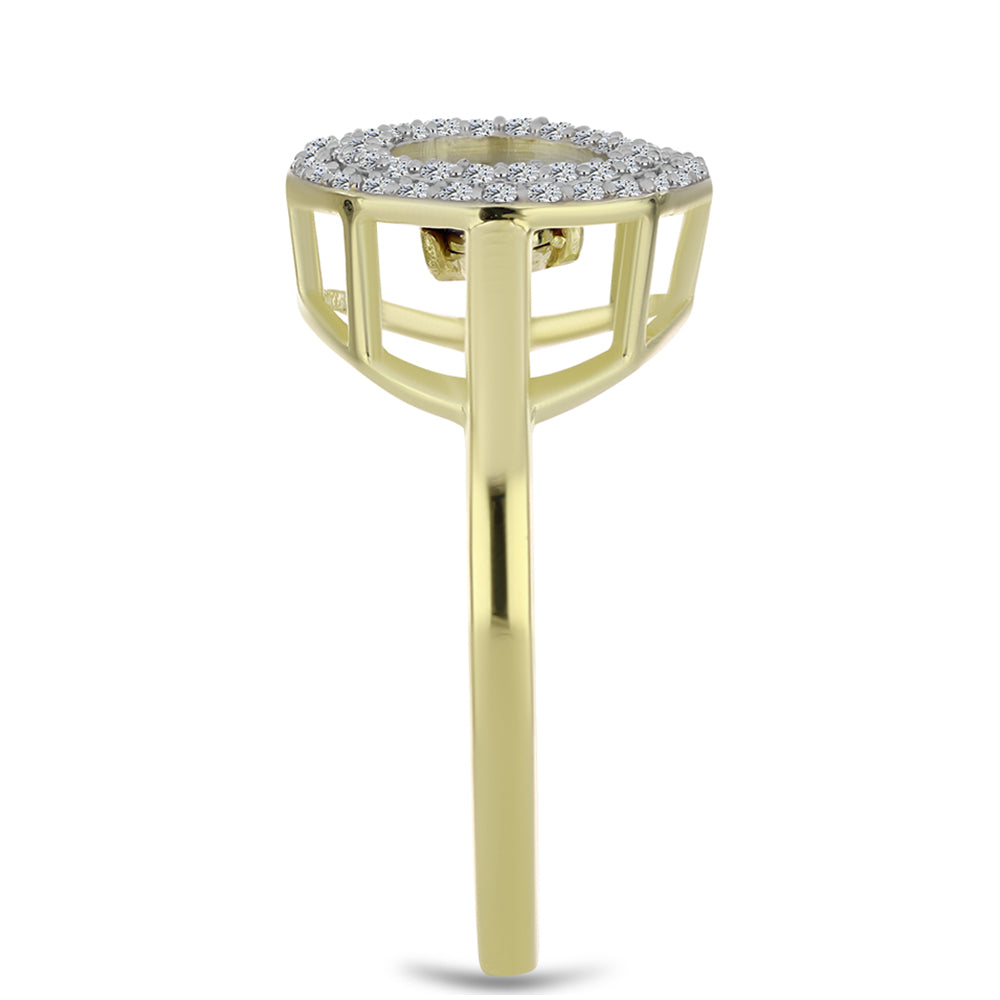 Inel din Argint 925 Placat cu Aur ( 3.3 grame ) cu Diamant Albastru Dansator și Topaz Alb 0.46 Carate