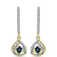 Cercei din Argint 925 Placat cu Aur ( 3.31 grame ) cu Diamant Albastru Dansator și Topaz Alb 0.43 Carate