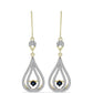 Cercei din Argint 925 Placat cu Aur ( 4.19 grame ) cu Diamant Albastru Dansator și Topaz Alb 1.17 Carate
