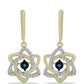 Cercei din Argint 925 Placat cu Aur ( 4.83 grame ) cu Diamant Albastru Dansator și Topaz Alb 0.5 Carate