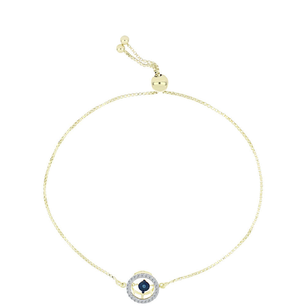 Brățară din Argint 925 Placat cu Aur ( 2.85 grame ) cu Diamant Albastru Dansator și Topaz Alb 0.22 Carate