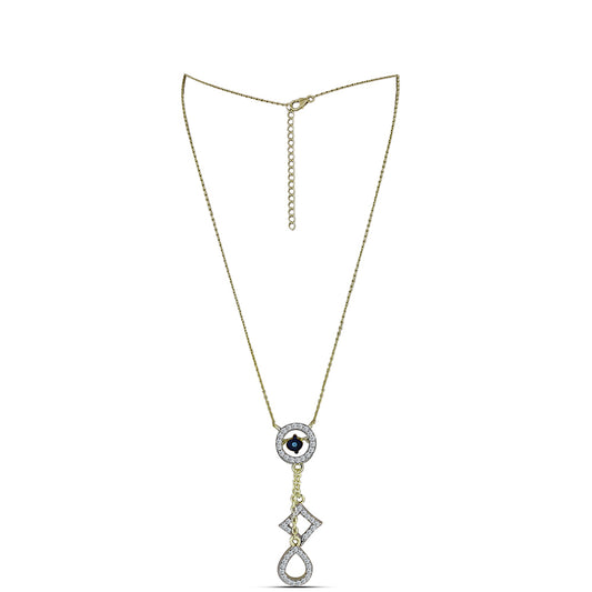 Colier din Argint 925 Placat cu Aur ( 4.17 grame ) cu Diamant Albastru Dansator și Topaz Alb 0.38 Carate