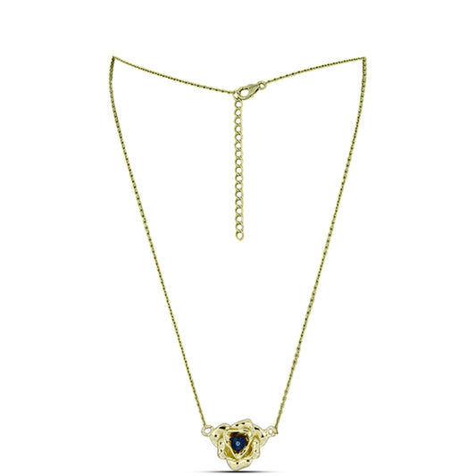 Colier din Argint 925 Placat cu Aur ( 4.73 grame ) cu Diamant Albastru Dansator 0.01 Carate