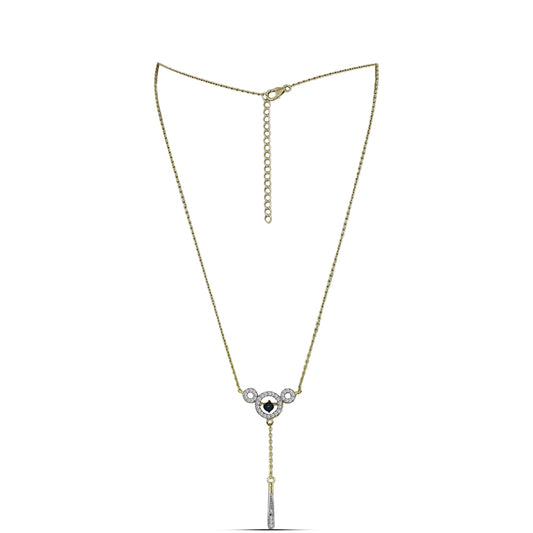 Colier din Argint 925 Placat cu Aur ( 4.4 grame ) cu Diamant Albastru Dansator și Topaz Alb 0.34 Carate