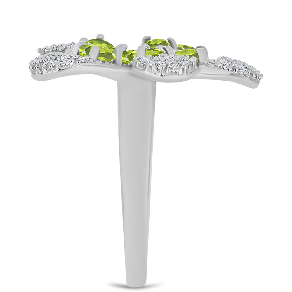 Inel din Argint 925 ( 6.22 grame ) cu Peridot Changbai și Topaz Alb 1.88 Carate