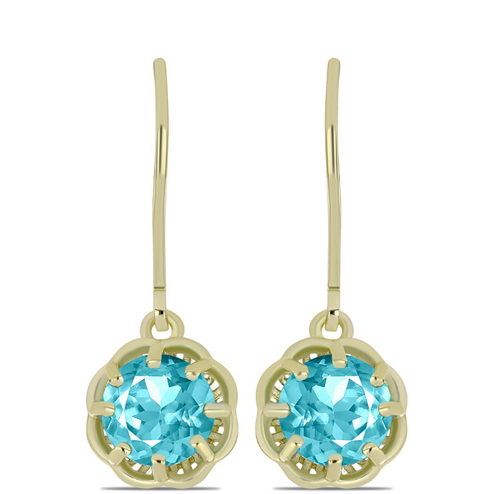 Cercei din Argint 925 Placat cu Aur ( 2.37 grame ) cu Cuarț Paraiba 2.38 Carate 1 