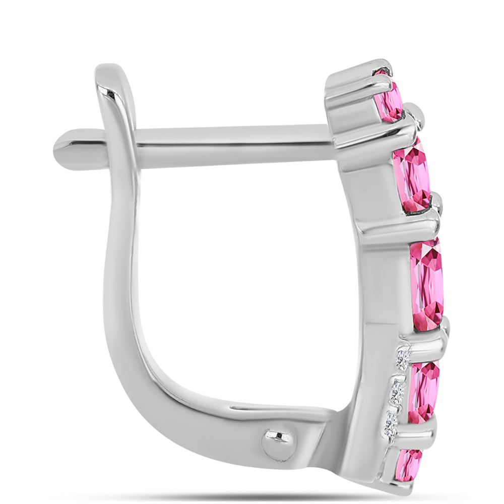 Cercei din Argint 925 ( 3.18 grame ) cu Turmalină Roz Pelmadulla și Topaz Alb 1.31 Carate 2 