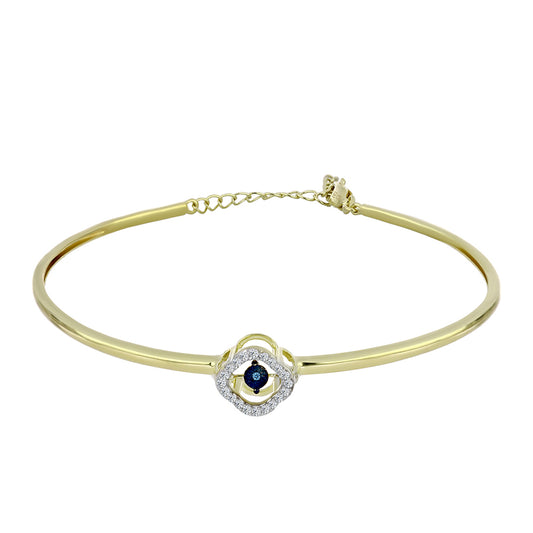 Brățară din Argint 925 Placat cu Aur ( 7.82 grame ) cu Diamant Albastru Dansator și Topaz Alb 0.17 Carate