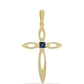 Cruce Pandantiv din Argint 925 Placat cu Aur ( 2.24 grame ) cu Diamant Albastru Dansator 0.01 Carate