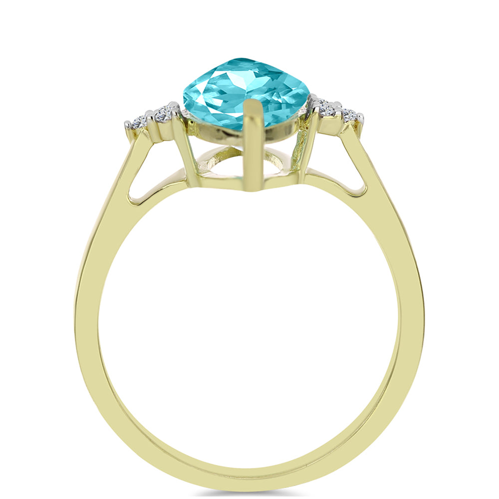Inel din Argint 925 Placat cu Aur ( 2.03 grame ) cu Cuarț Paraiba și Topaz Alb 2.47 Carate 2 