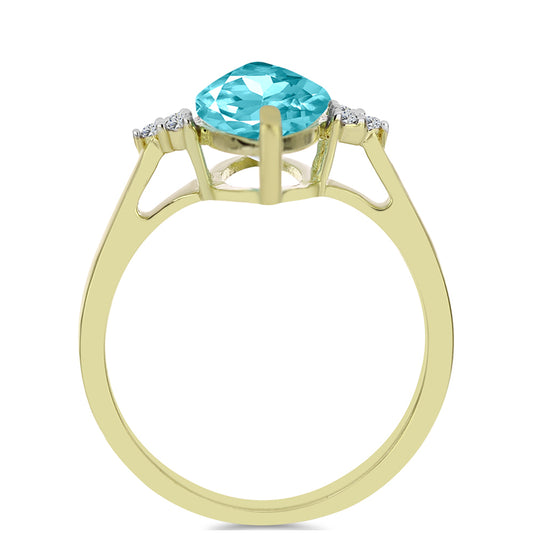 Inel din Argint 925 Placat cu Aur ( 2.03 grame ) cu Cuarț Paraiba și Topaz Alb 2.47 Carate
