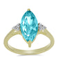 Inel din Argint 925 Placat cu Aur ( 2.03 grame ) cu Cuarț Paraiba și Topaz Alb 2.47 Carate
