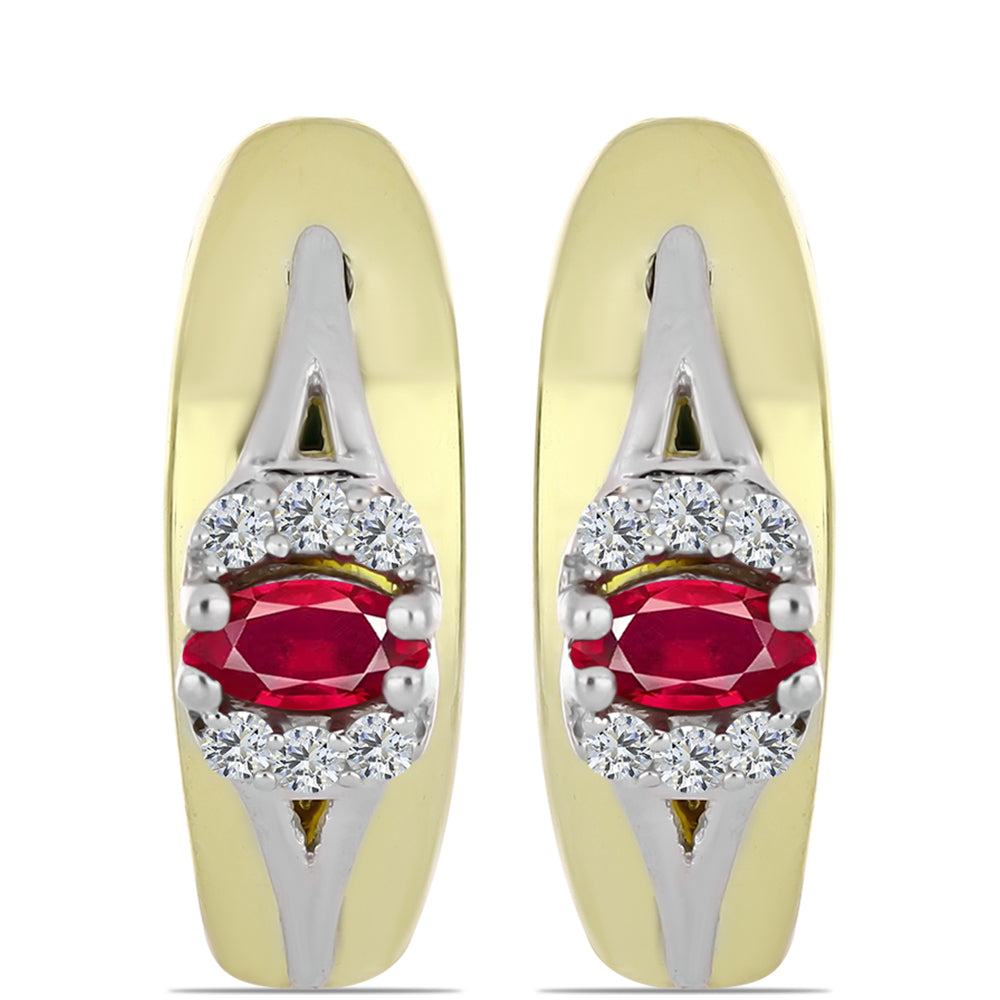 Cercei din Argint 925 ( 3.52 grame ) cu Rubin Malagasy și Topaz Alb 0.29 Carate 1 