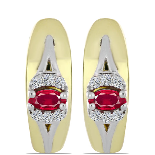 Cercei din Argint 925 ( 3.52 grame ) cu Rubin Malagasy și Topaz Alb 0.29 Carate