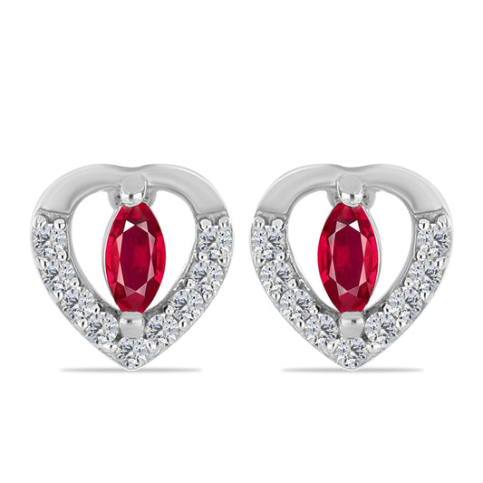 Cercei din Argint 925 ( 1.2 grame ) cu Rubin Malagasy și Topaz Alb 0.34 Carate