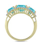 Inel din Argint 925 Placat cu Aur ( 3.88 grame ) cu Cuarț Paraiba și Topaz Alb 5.86 Carate