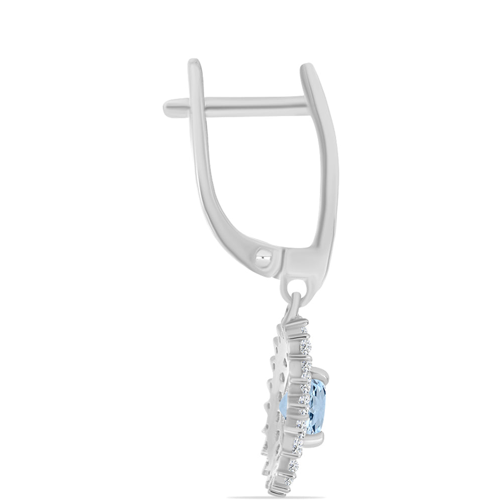 Cercei din Argint 925 ( 3.35 grame ) cu Acvamarin Embu County și Topaz Alb 1.21 Carate 2 
