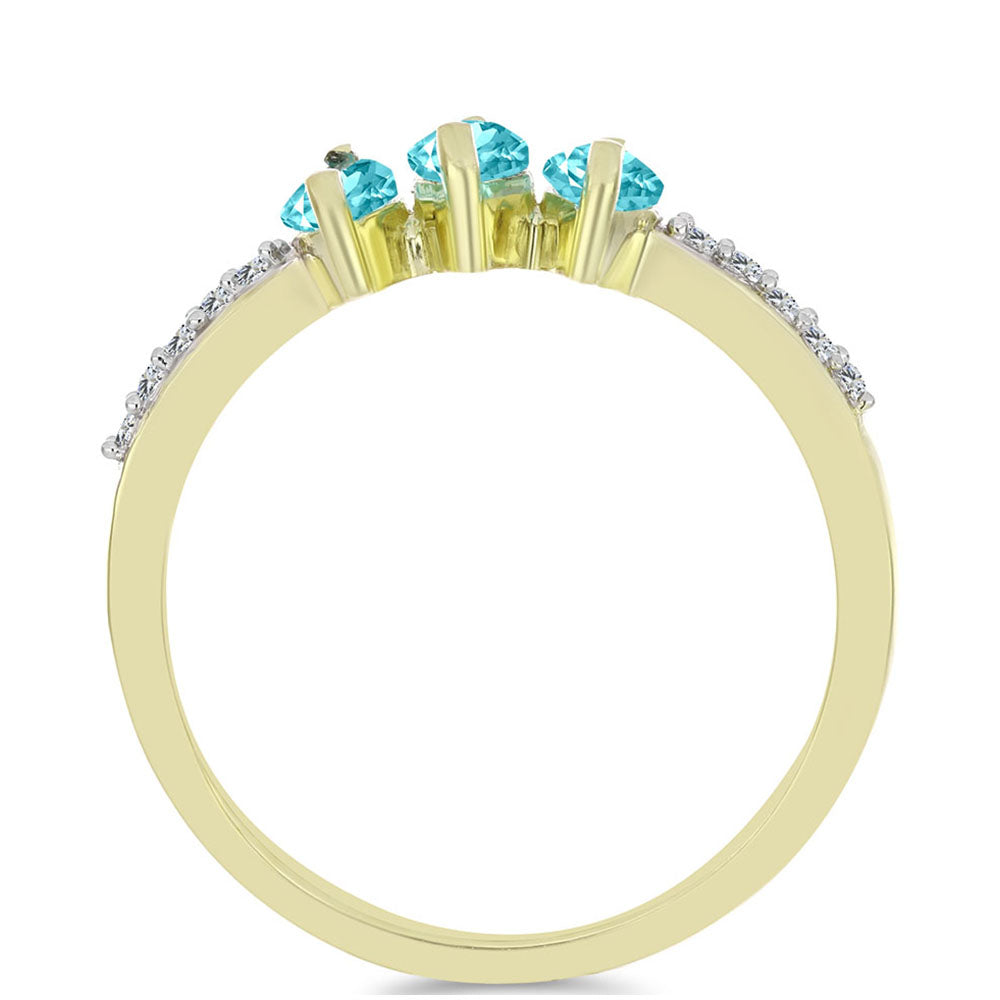 Inel din Argint 925 Placat cu Aur ( 2.05 grame ) cu Cuarț Paraiba și Topaz Alb 0.71 Carate 3 