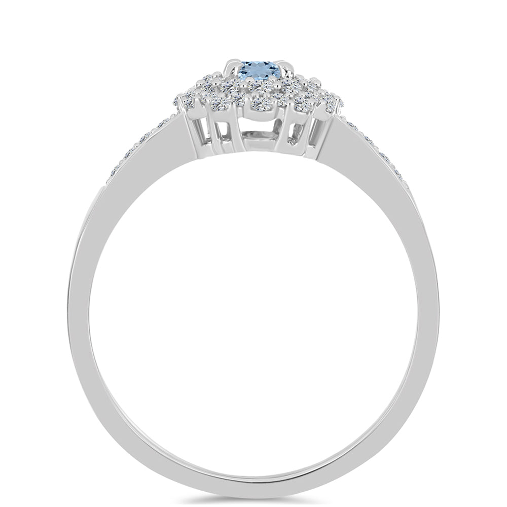 Inel din Argint 925 ( 2.57 grame ) cu Acvamarin Embu County și Topaz Alb 0.75 Carate