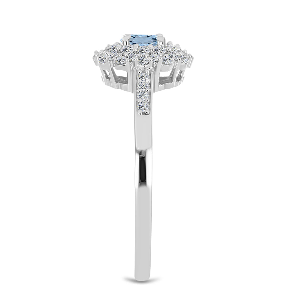 Inel din Argint 925 ( 2.57 grame ) cu Acvamarin Embu County și Topaz Alb 0.75 Carate