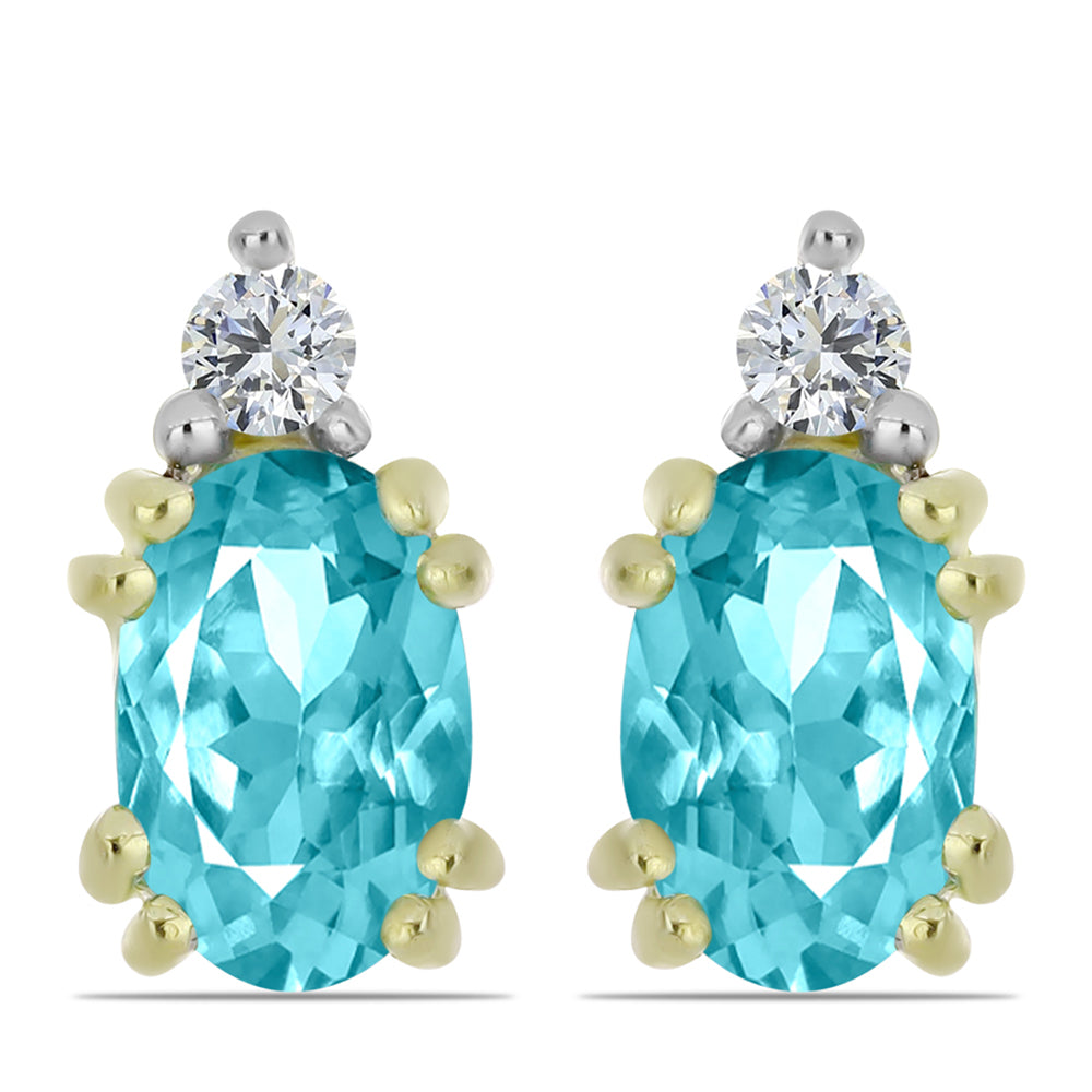 Cercei din Argint 925 Placat cu Aur ( 1.15 grame ) cu Cuarț Paraiba și Topaz Alb 0.85 Carate