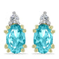Cercei din Argint 925 Placat cu Aur ( 1.15 grame ) cu Cuarț Paraiba și Topaz Alb 0.85 Carate
