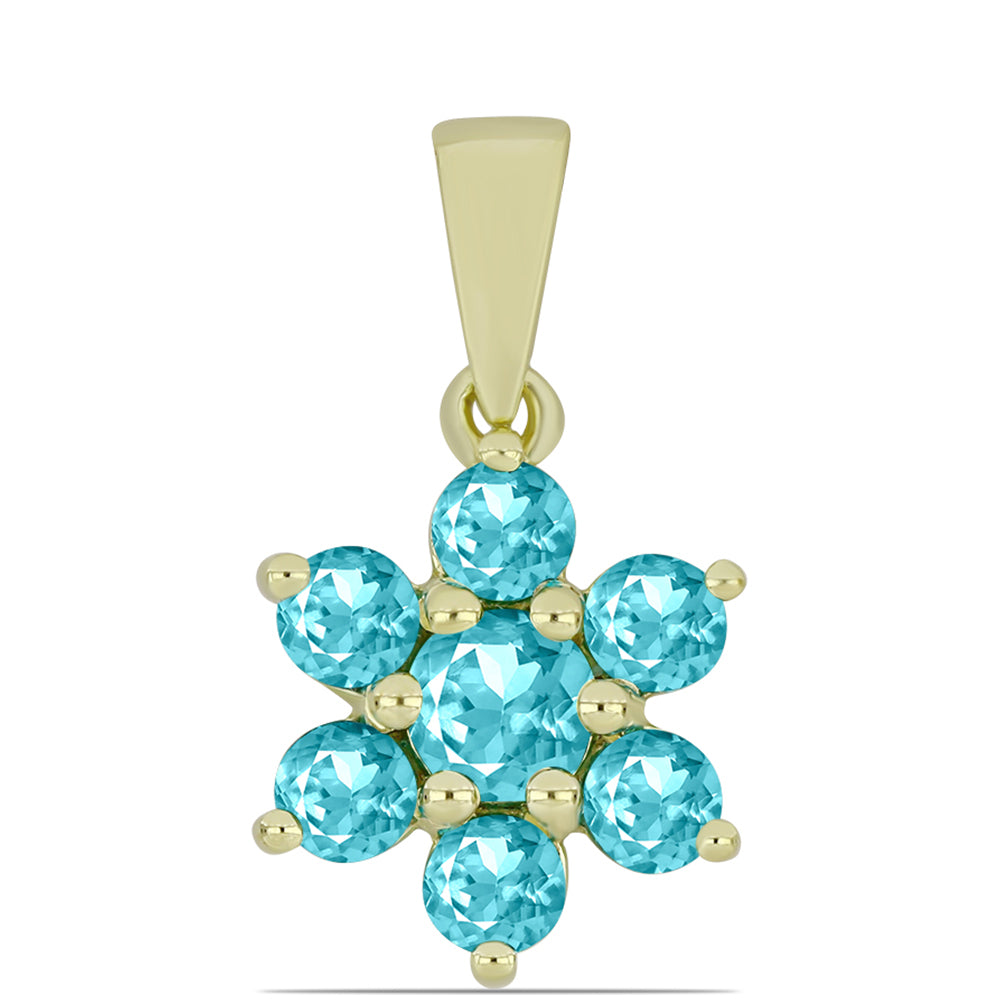 Pandantiv din Argint 925 Placat cu Aur ( 1.06 grame ) cu Cuarț Paraiba 1.05 Carate 1 