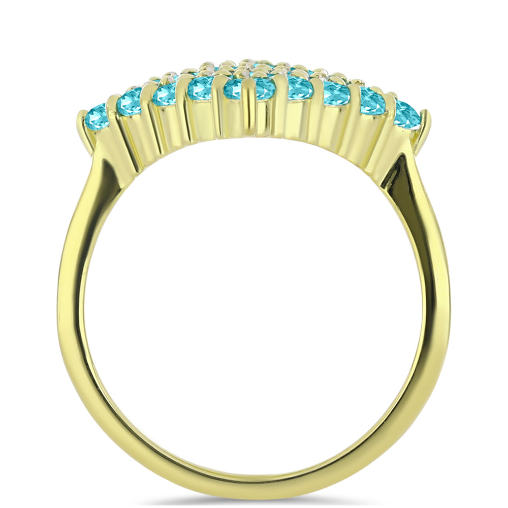 Inel din Argint 925 Placat cu Aur ( 3 grame ) cu Cuarț Paraiba 1.54 Carate 3 