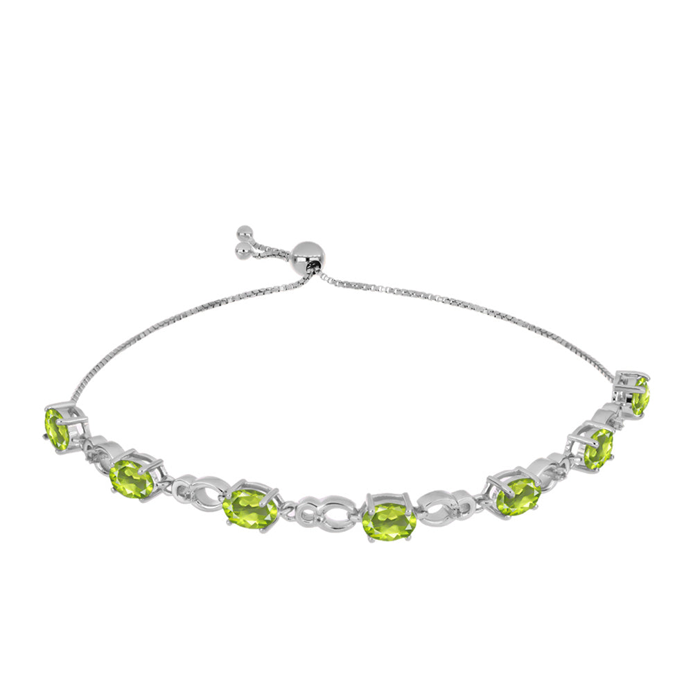 Brățară din Argint 925 ( 7.61 grame ) cu Peridot Changbai și Topaz Alb 5.83 Carate