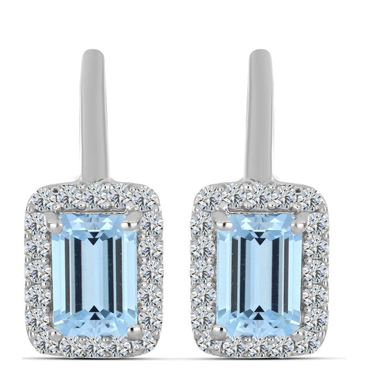 Cercei din Argint 925 ( 3.06 grame ) cu Acvamarin Embu County și Topaz Alb 1.32 Carate