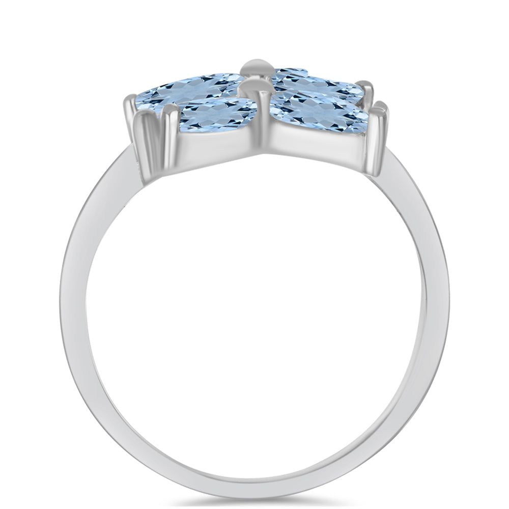 Inel din Argint 925 ( 3.5 grame ) cu Acvamarin Embu County 1.74 Carate 2 