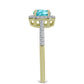 Inel din Argint 925 Placat cu Aur ( 2.22 grame ) cu Cuarț Paraiba și Topaz Alb 1.12 Carate